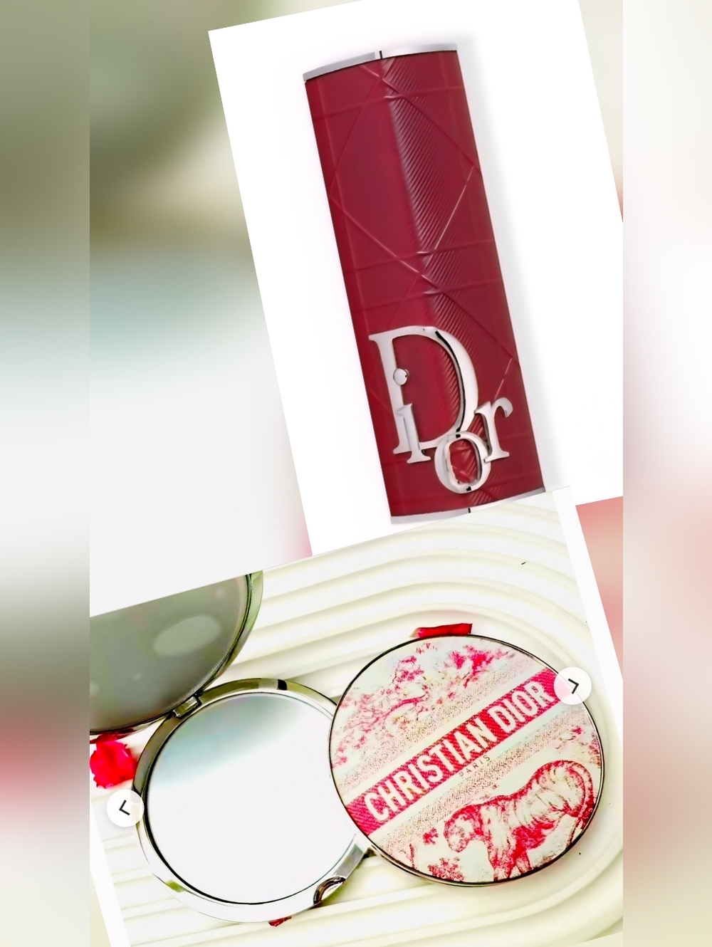 NEW Bundle Dior Double Slided Pink Mirror & Dior Lipstick Case